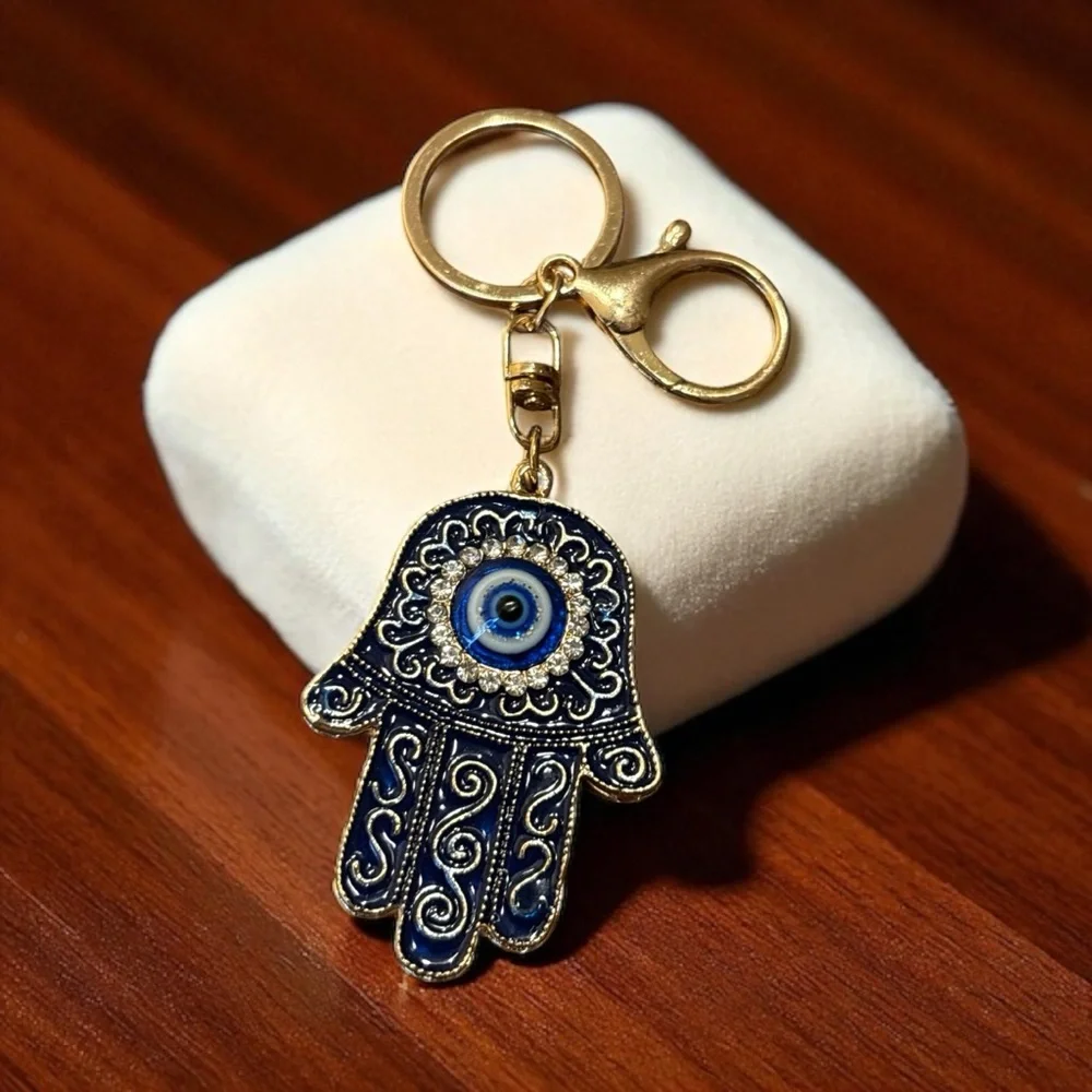 Hamsa Evil Eye Keychain Bag Charm NWT - Picture 2 of 3